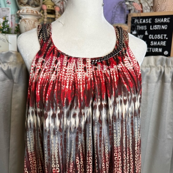 New Directions Multicolored Tiered Sleeveless Blouse with Metal Chain Detail 1X - Picture 4 of 8